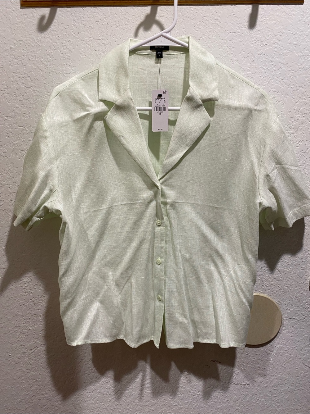 Express Pale Mint Short-Sleeve Button Down Shirt